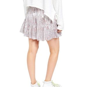 Free People floral metallic mini skirt